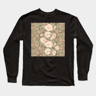 Peachy Floral Pattern Long Sleeve T-Shirt